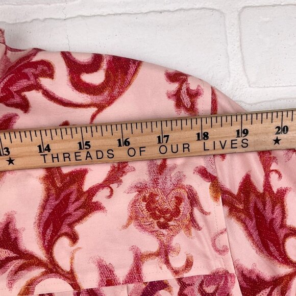 Chicos Blouse Women 4 20 2XLarge Pink Red Floral Classic No Iron Cotton Stretch - Picture 12 of 14